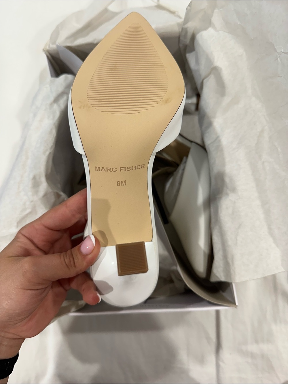 Marc Fisher White Pointed Slingback Heels - Picture 6 of 7